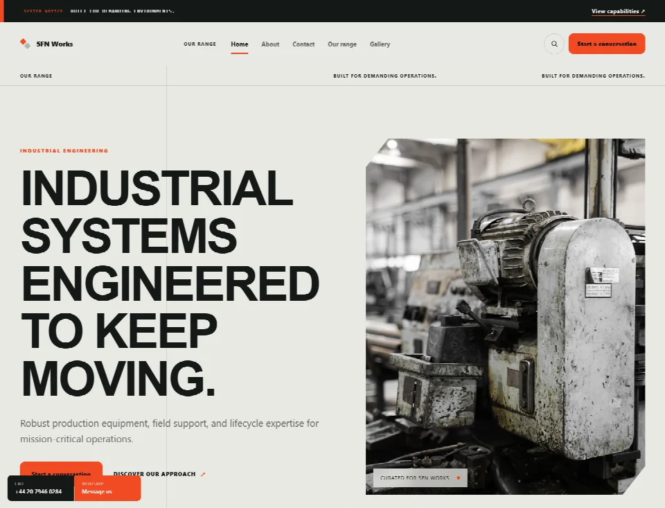 معاينة قالب Industrial Works. موقع شركة نموذجي معروض بهذا القالب.