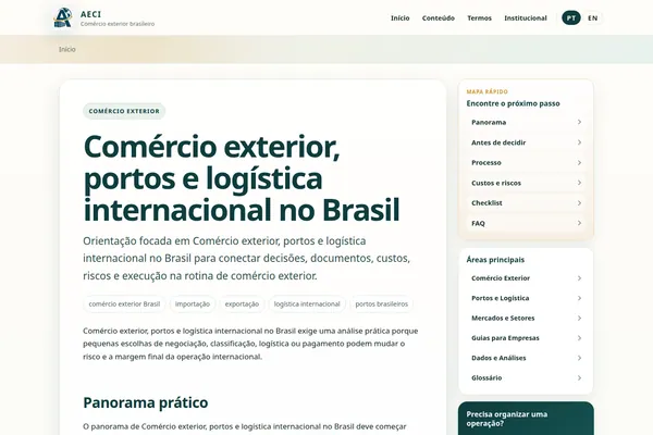Homepage preview of Comércio exterior, portos e logística internacional no Brasil