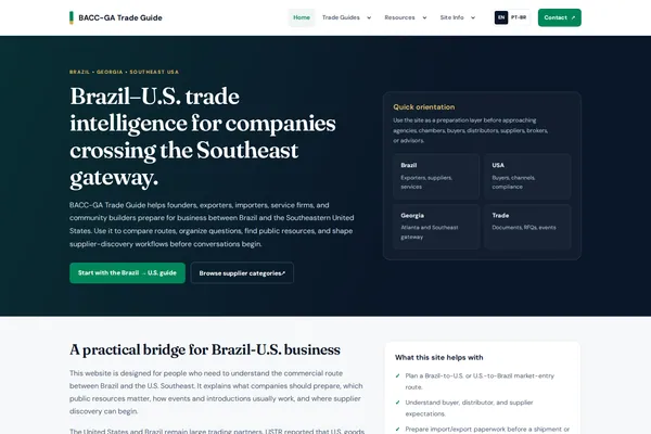 Homepage preview of Brazil–U.S. Southeast Trade Guide