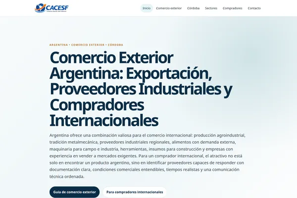 Homepage preview of Comercio Exterior Argentina: Exportación, Proveedores Industriales y Compradores Internacionales