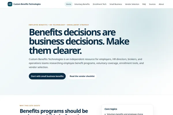 Homepage preview of Employee Benefits, HR Technology & Enrollment Resource Center