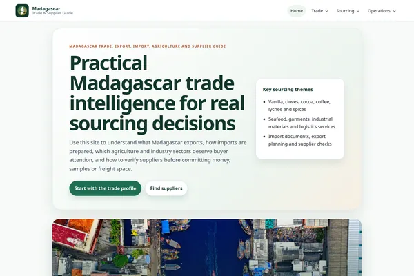 Homepage preview of Madagascar Trade, Export, Import & Supplier Guide