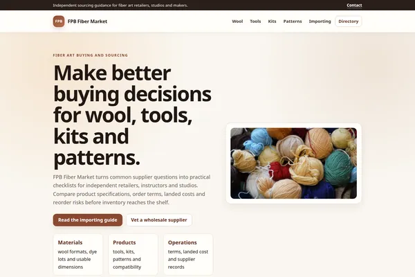 Homepage preview of Fiber Art Sourcing Guides for Retailers