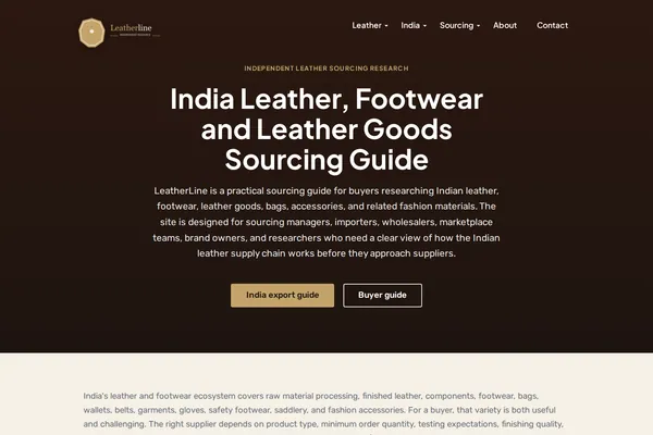 Homepage preview of LeatherLine: India Leather, Footwear and Leather Goods Sourcing Guide