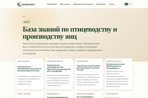 Homepage preview of База знаний по птицеводству и производству яиц