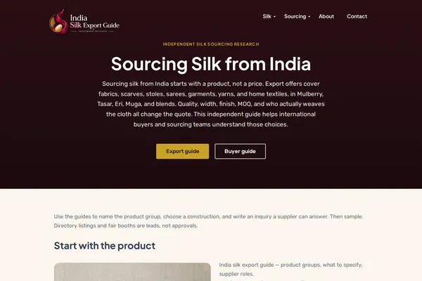 Homepage preview of Sourcing Silk from India: Fabrics, Scarves, Sarees and Buyer Research