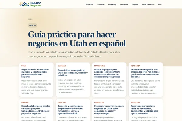 Homepage preview of Guía práctica para hacer negocios en Utah en español
