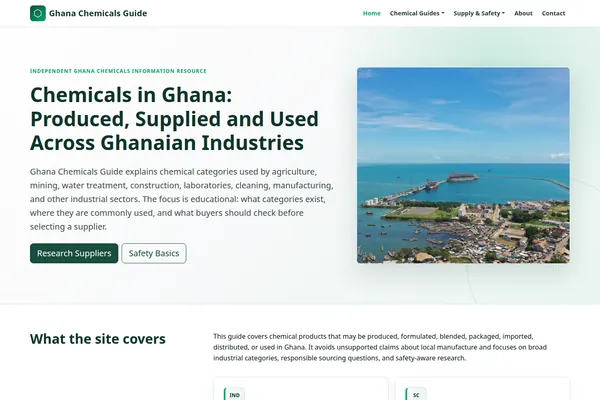 Homepage preview of Chemicals in Ghana: Produced, Supplied and Used Across Ghanaian Industries