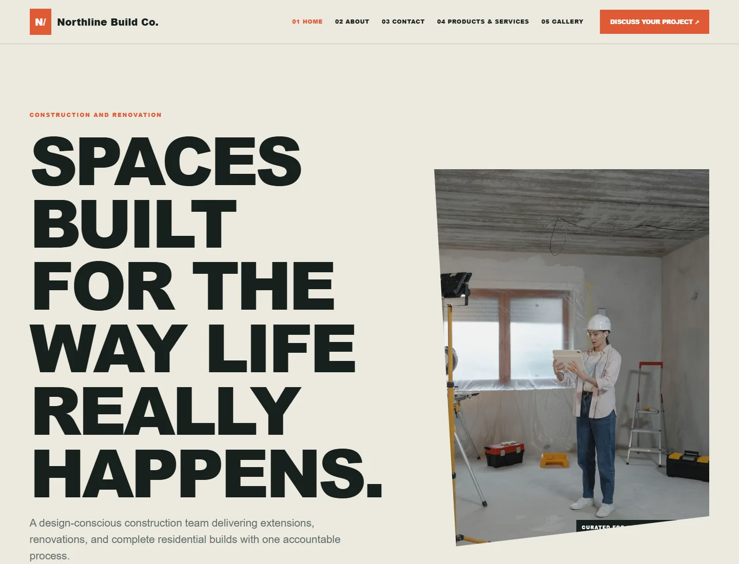Build & Craft template preview. An example company site rendered with this template.
