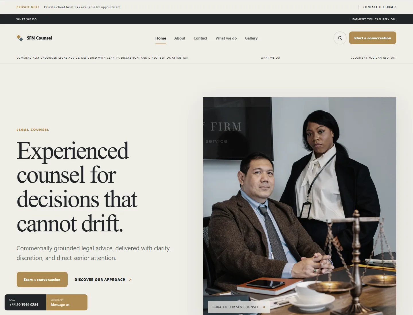 Professional Authority template preview. An example company site rendered with this template.